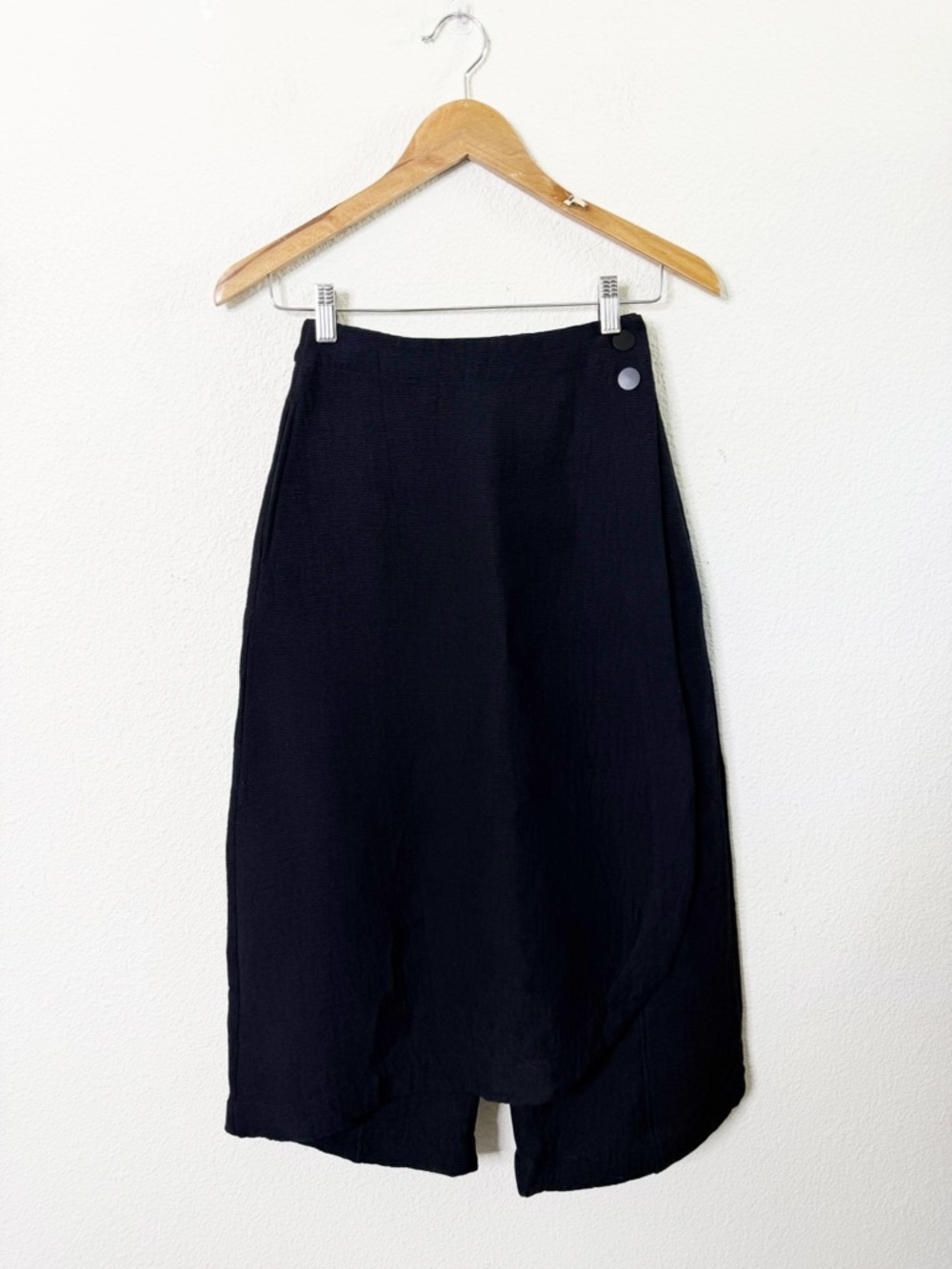 Alpha60 XXS Black Wide Leg Culotte Pants Skirt Overlay Flap Front Wrap Detail - Picture 3 of 9
